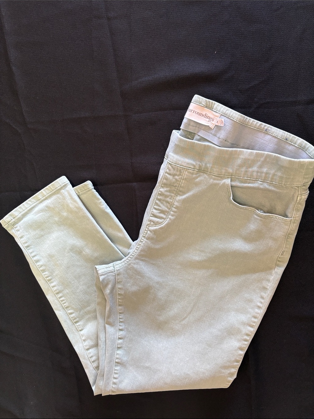 Soft Surroundings Straight Leg Jeans in Light Sage Green